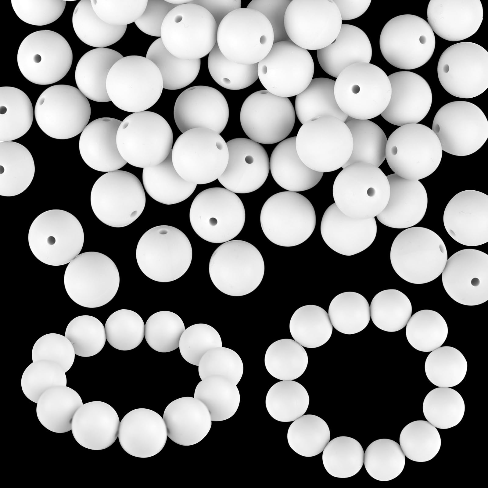 ASTARON 100 Pcs 15mm Silicone Beads for Keychain Making, White Blue Silicone Round Beads Bulk for Bracelets Pens Crafts Supplies