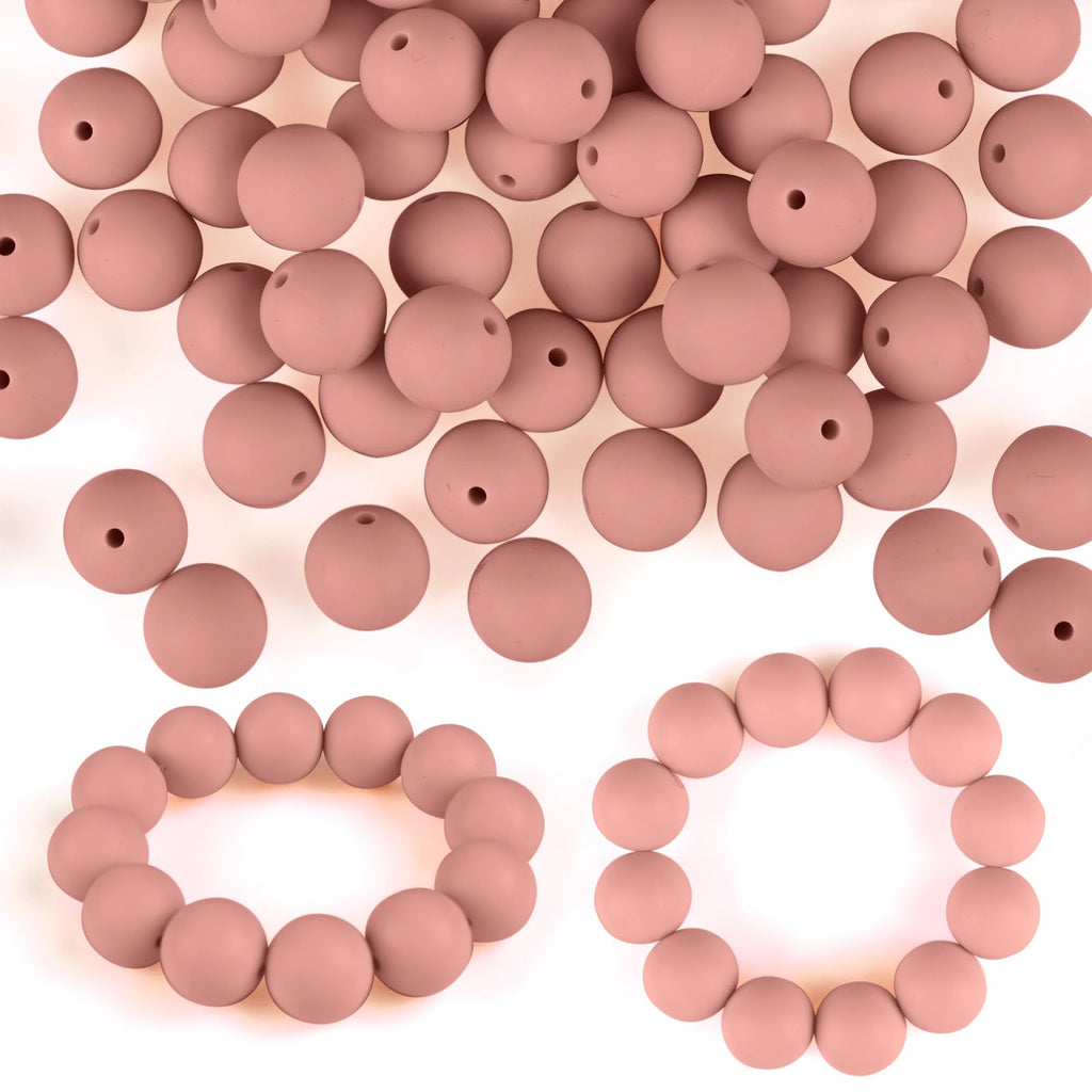 ASTARON 100 Pcs 15mm Silicone Beads for Keychain Making, Purple Pink Silicone Beads Round Bulk for Bracelets Pens Crafts Supplies