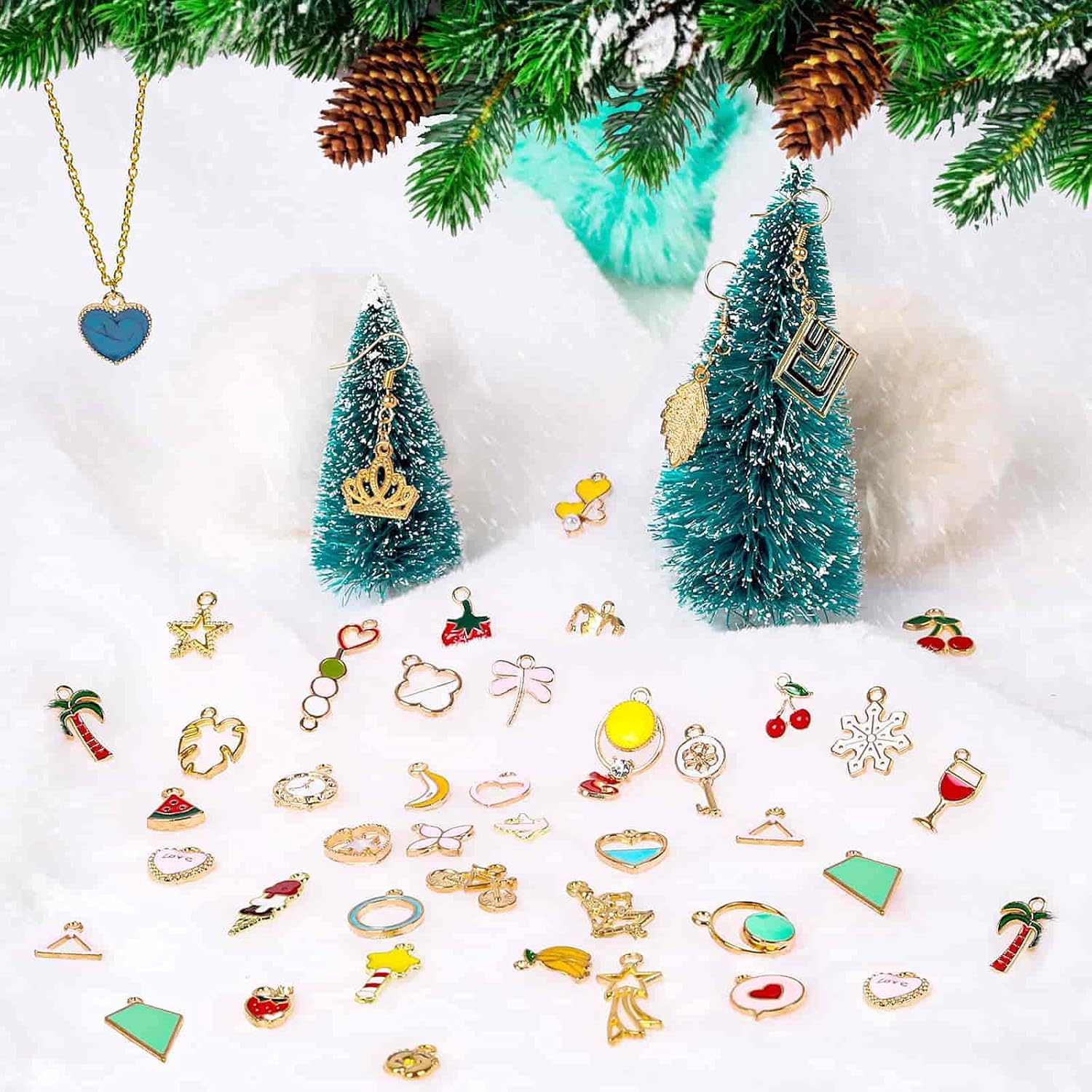 200Pcs Charms for Jewelry Making, Assorted Wholesale Mixed Bulk Metal Earring Bangle Charms for DIY Necklace Bracelet Jewelry Making and Crafting (Assorted Color)