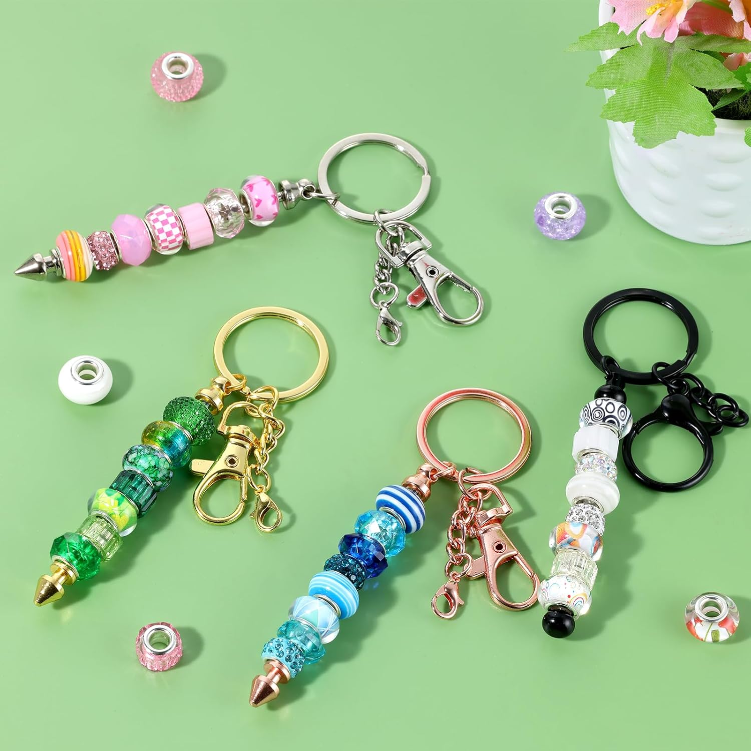 240 Pcs Large Hole Beads, Funtopia 40 Grids Rainbow European Beads for Crafts, Colorful Spacer Bead for Jewelry Making, DIY Charm Bracelets Necklaces Pens and Decorative Crafts, for Girls and Adults