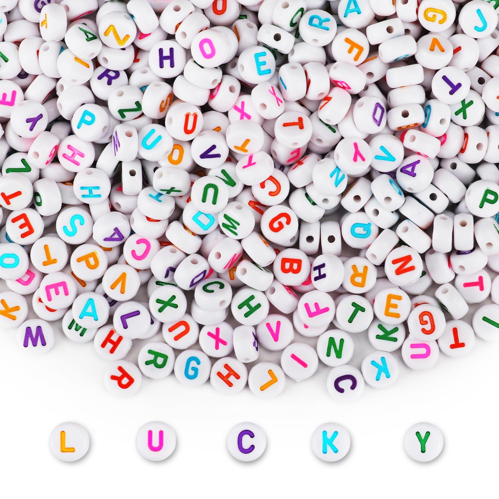 SUTOUG 1010PCS Colourful Letter Beads for Threading, 4 x 7 MM Acrylic Round Beads for Jewellery DIY Making Crafts Bracelets Necklaces Ornaments-Gold