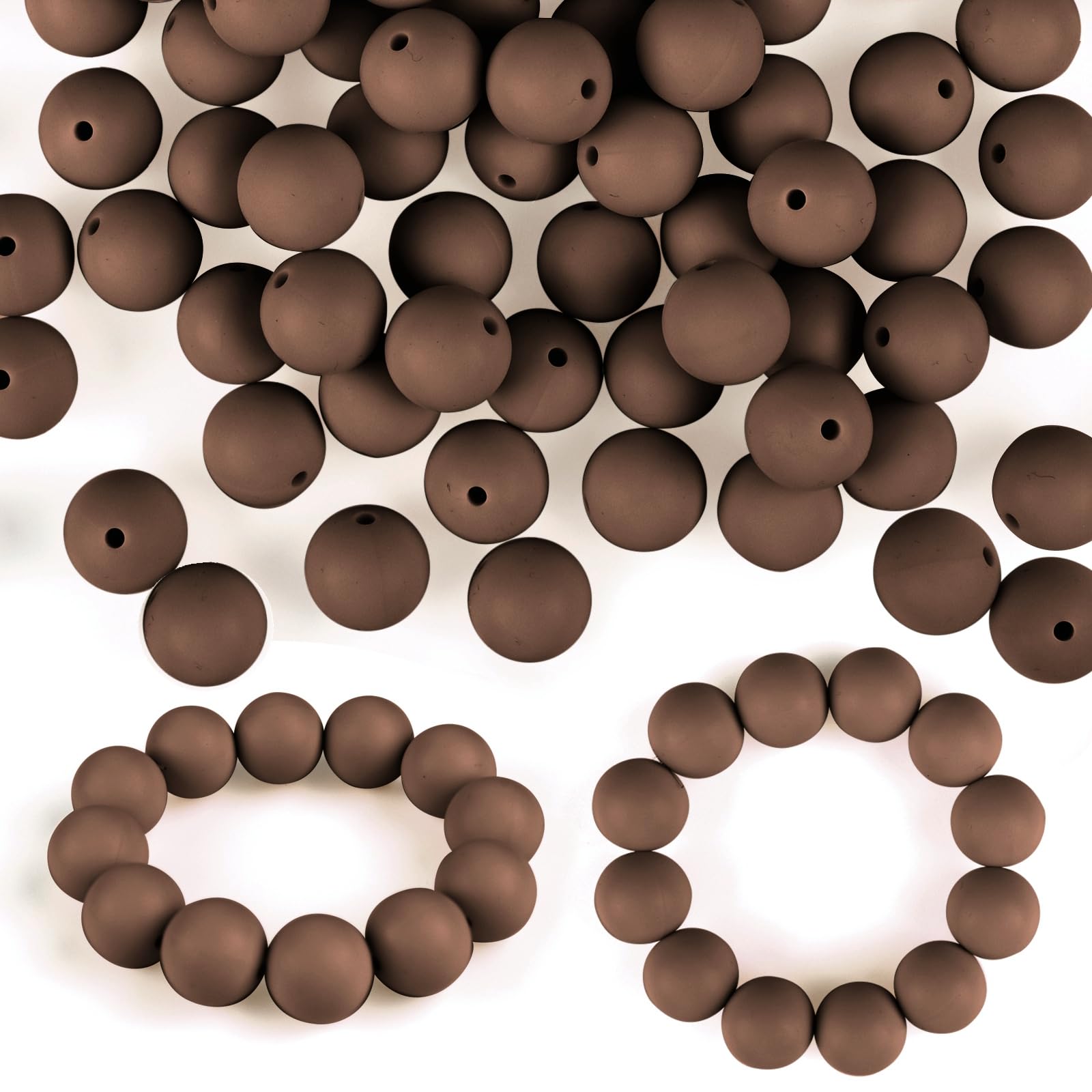 ASTARON 100 Pcs 15mm Silicone Beads for Keychain Making, White Blue Silicone Round Beads Bulk for Bracelets Pens Crafts Supplies