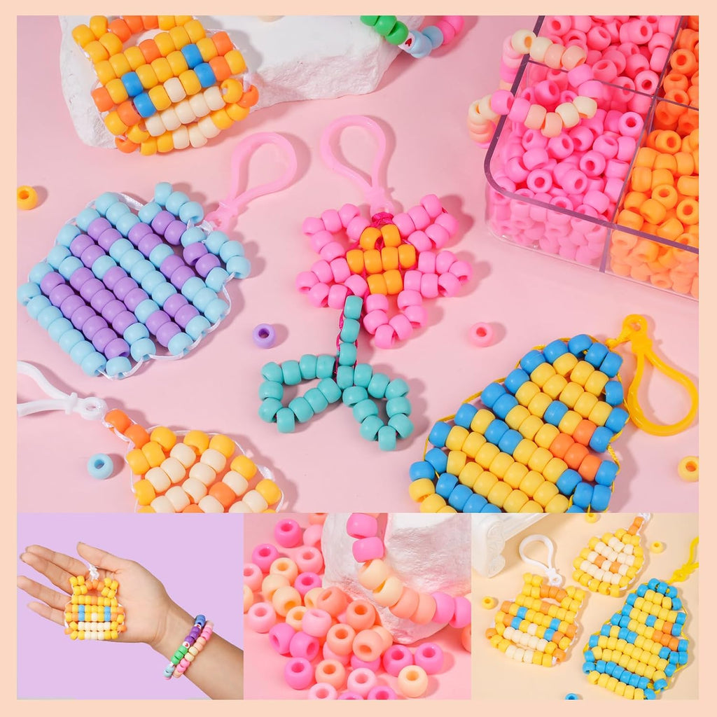2600+pcs Pony Beads Kit, 18 Color Rainbow Kandi Beads Set, Multicolor Matte Plastic Jewelry Making Kit for DIY Craft Friendship Bracelet Necklace Key Chain