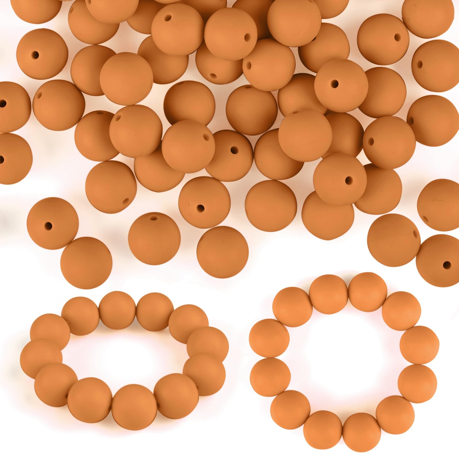 ASTARON 100 Pcs 15mm Silicone Beads for Keychain Making, Yellow Green Blue Pink Silicone Bulk Round Beads for Bracelets Pens Crafts