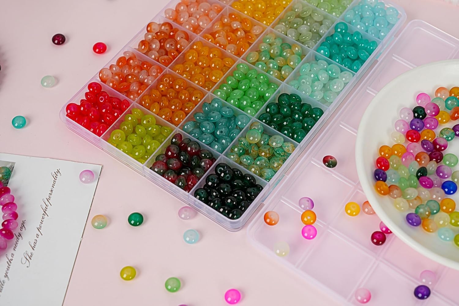 1500 Pieces 5 * 8mm Abacus Glass Beads for Jewelry Making,48 Colors Special Glass Beads Friendship Beads for Bracelet Necklaces Making and DIY Crafts,Great Gifts for 6-Year-Old Girls