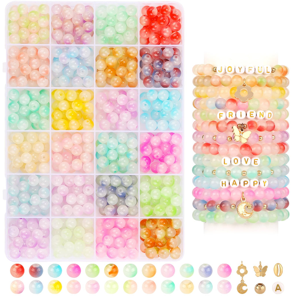 2600+pcs Pony Beads Kit, 18 Color Rainbow Kandi Beads Set, Multicolor Matte Plastic Jewelry Making Kit for DIY Craft Friendship Bracelet Necklace Key Chain