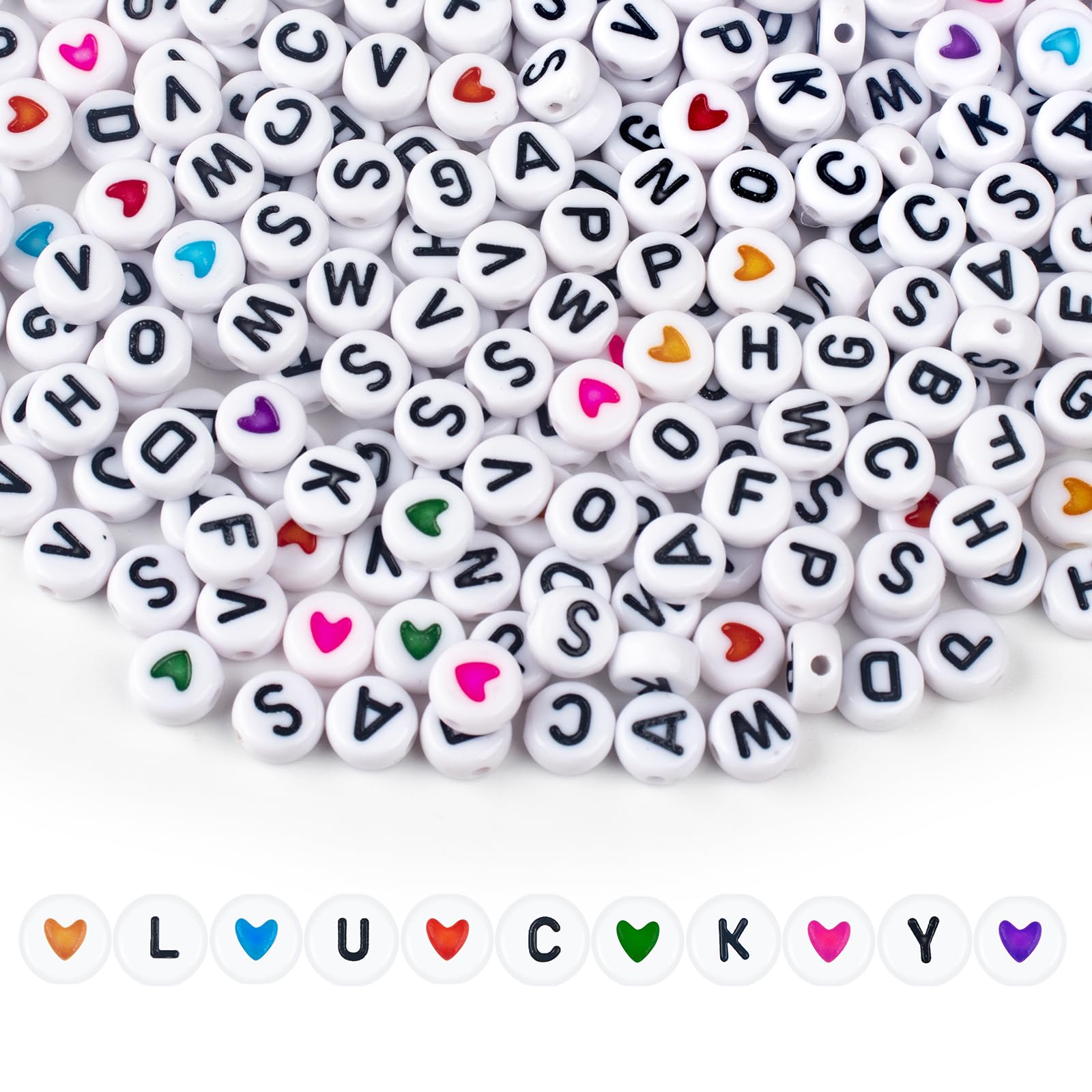 SUTOUG 1010PCS Colourful Letter Beads for Threading, 4 x 7 MM Acrylic Round Beads for Jewellery DIY Making Crafts Bracelets Necklaces Ornaments-Gold