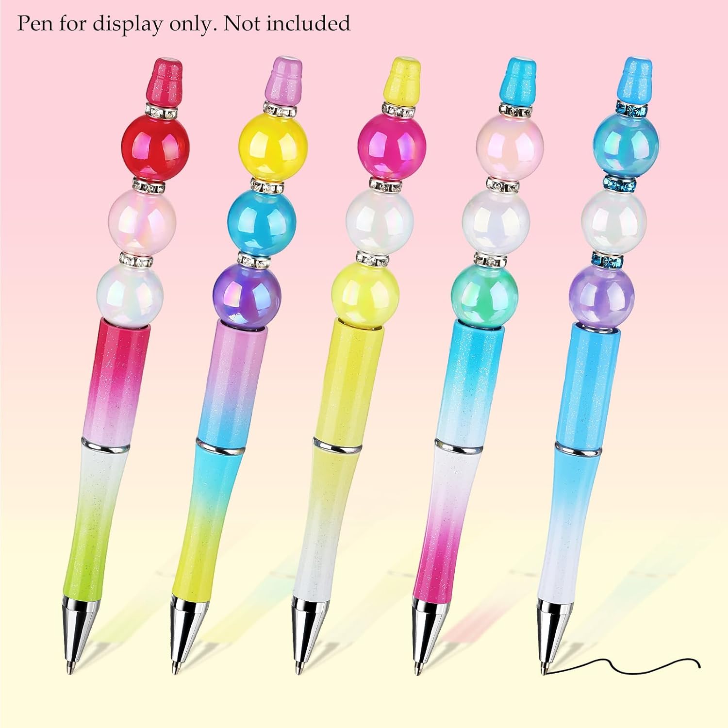 232pcs Beads for Pens, Funtopia Acrylic Focal Beads for Beadable Pens, 16mm Rainbow Chunky Bubblegum Bead with Rondelle Spacer Bead for Keychains DIY Craft Bracelets