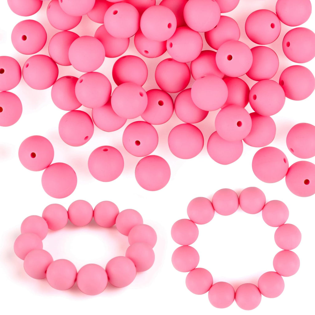 ASTARON 100 Pcs 15mm Silicone Beads for Keychain Making, White Blue Silicone Round Beads Bulk for Bracelets Pens Crafts Supplies