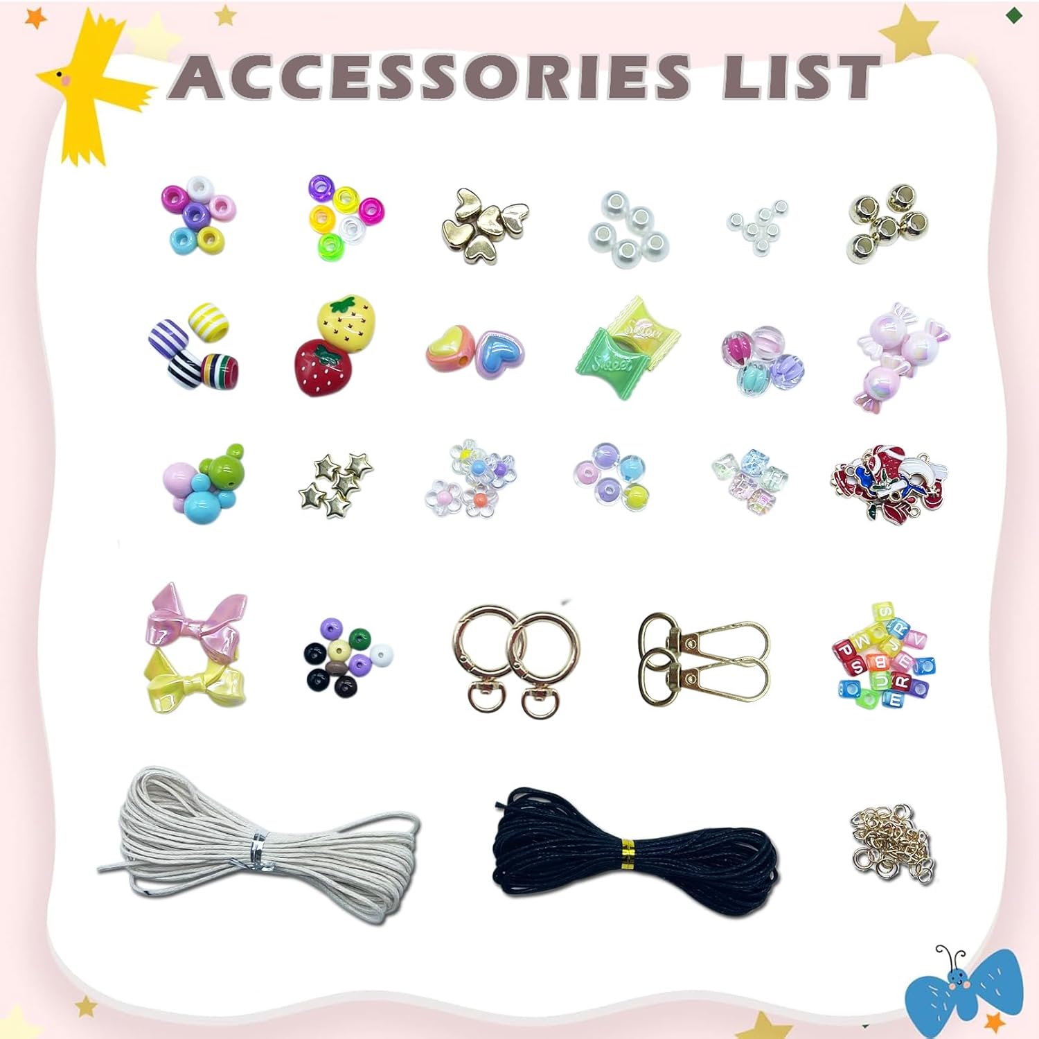 PHODDR 500+ Piece DIY Keychain Making Kit - Beaded Bag Decor Craft Set with Letter Beads and Pendants, Perfect for Girls and Teenagers - Birthday and Christmas Gift