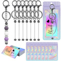 42/84/126 Pcs Beadable Keychain Bars Bulk Blank DIY Beaded Keychain Making Supplies with Bag Thank You Card