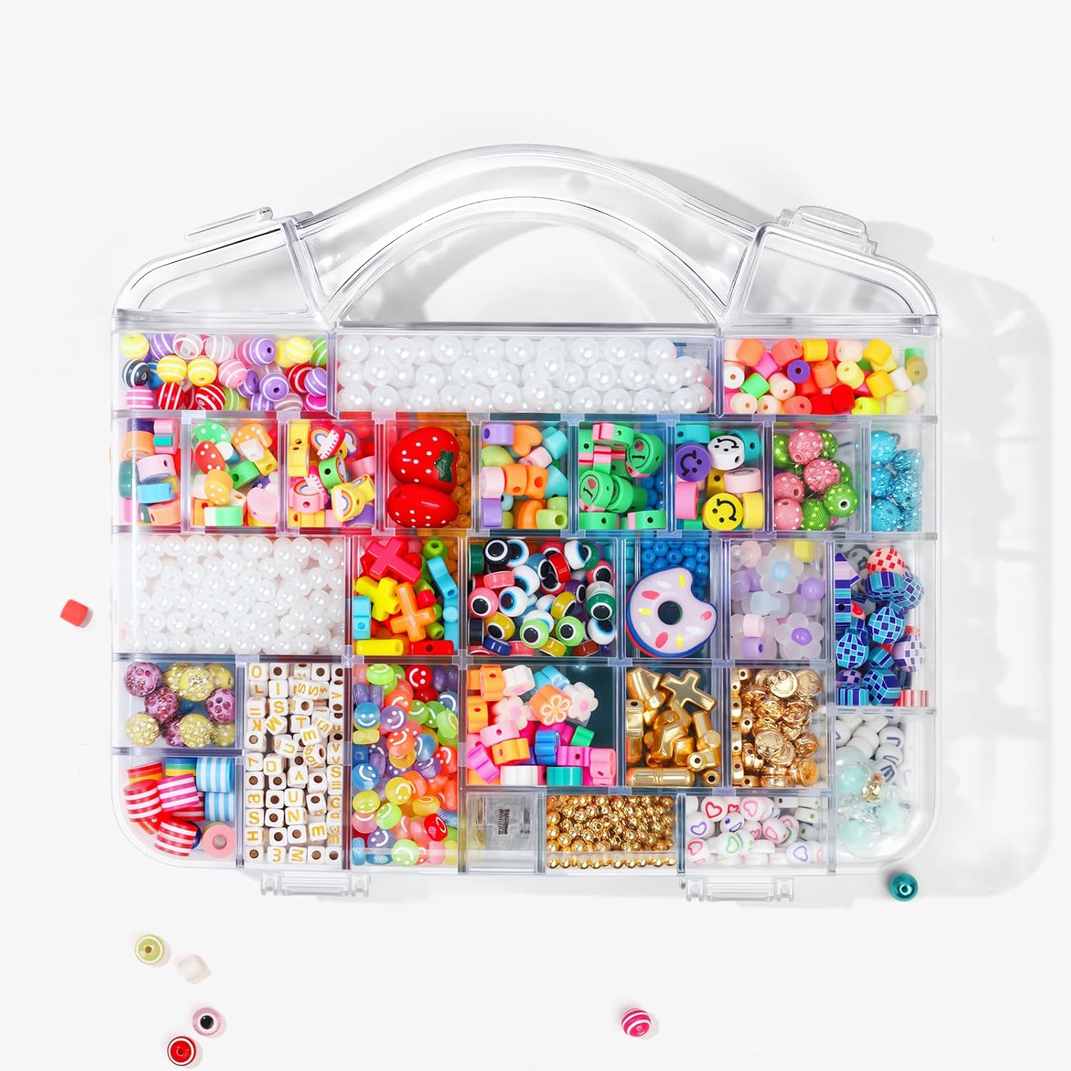 Bracelet Making Kit with 2000+ Pcs Beads (50 Types) – Pony, Kandi, Polymer Clay, Smile Face & Letter Beads for Jewelry Making, DIY Craft Set with Storage Box for Kids Adults