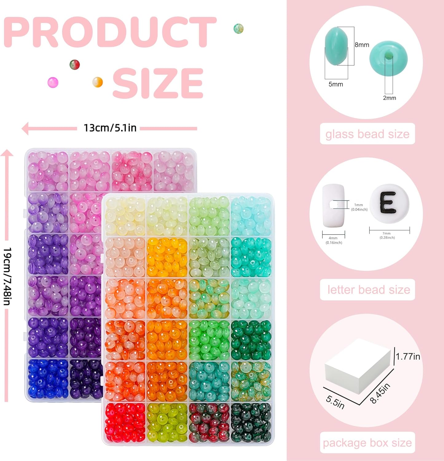 1500 Pieces 5 * 8mm Abacus Glass Beads for Jewelry Making,48 Colors Special Glass Beads Friendship Beads for Bracelet Necklaces Making and DIY Crafts,Great Gifts for 6-Year-Old Girls