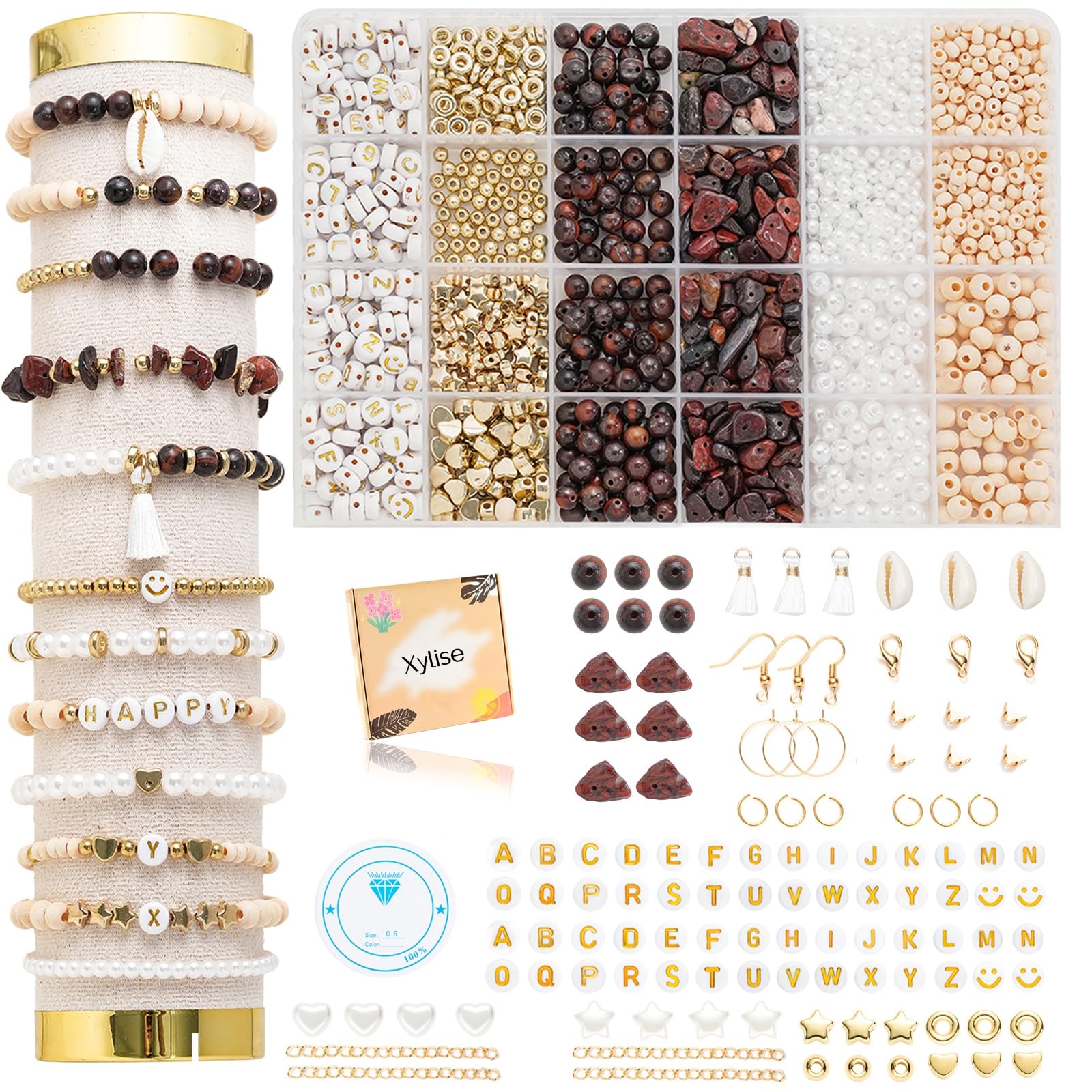 Xylise Jewelry Making Supplies Kit Natural Stone Beads for Irregular Natural Stone with for DIY Craft Bracelet Necklace Earrings for Adults (Pink)