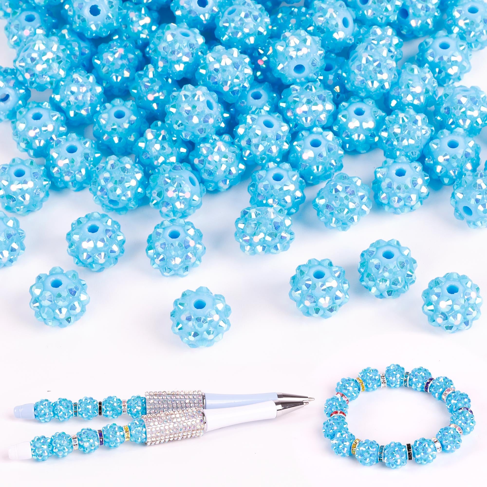 250 Pcs Beads for Pens, Focal Beads for Beadable Pens, Rhinestone Bead, Spacer Bead for Bracelets