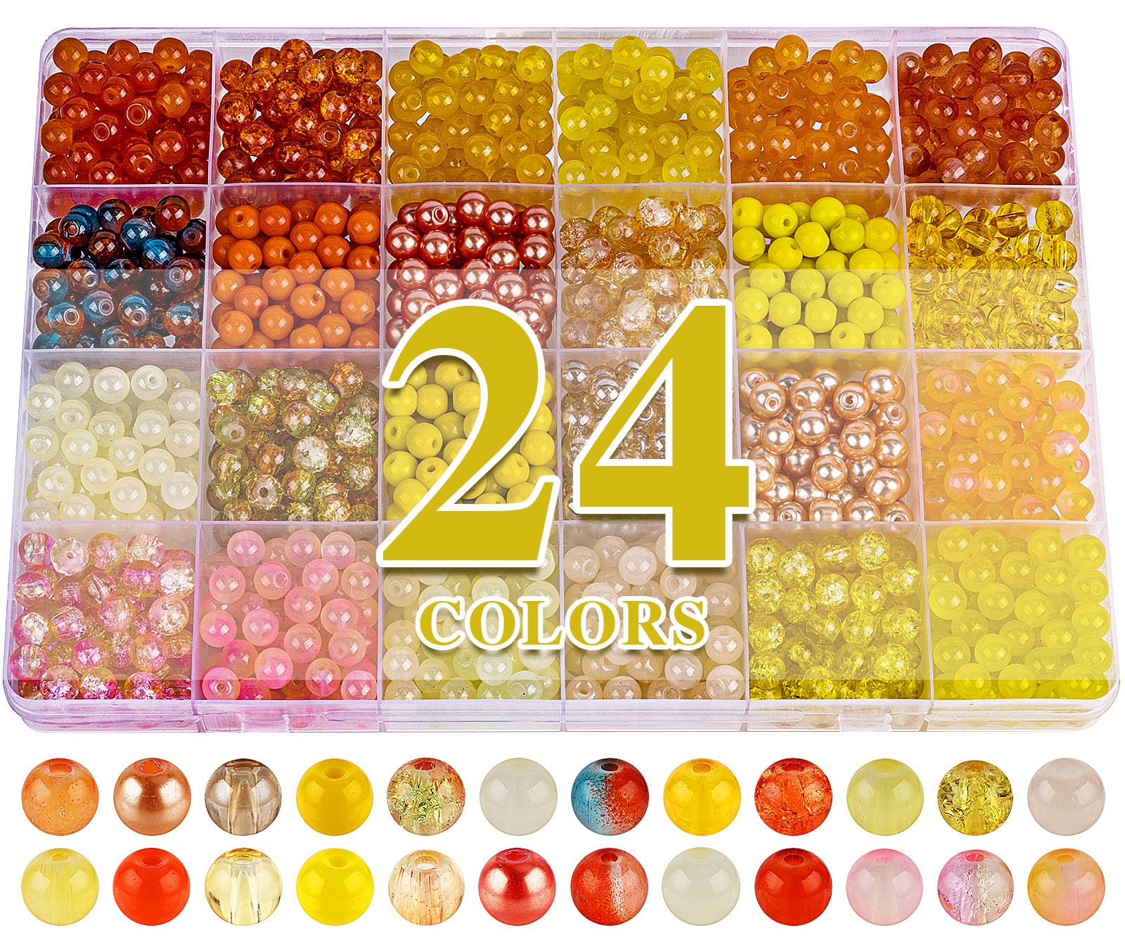 XSEINO About 7200PCS 6mm Glass Beads Bracelet Making Kit,144 Assorted Colors Crystal Glass Beads for Bracelet and Jewelry Making and DIY Crafts,Friendship Gifts,to Give to Friends, Family