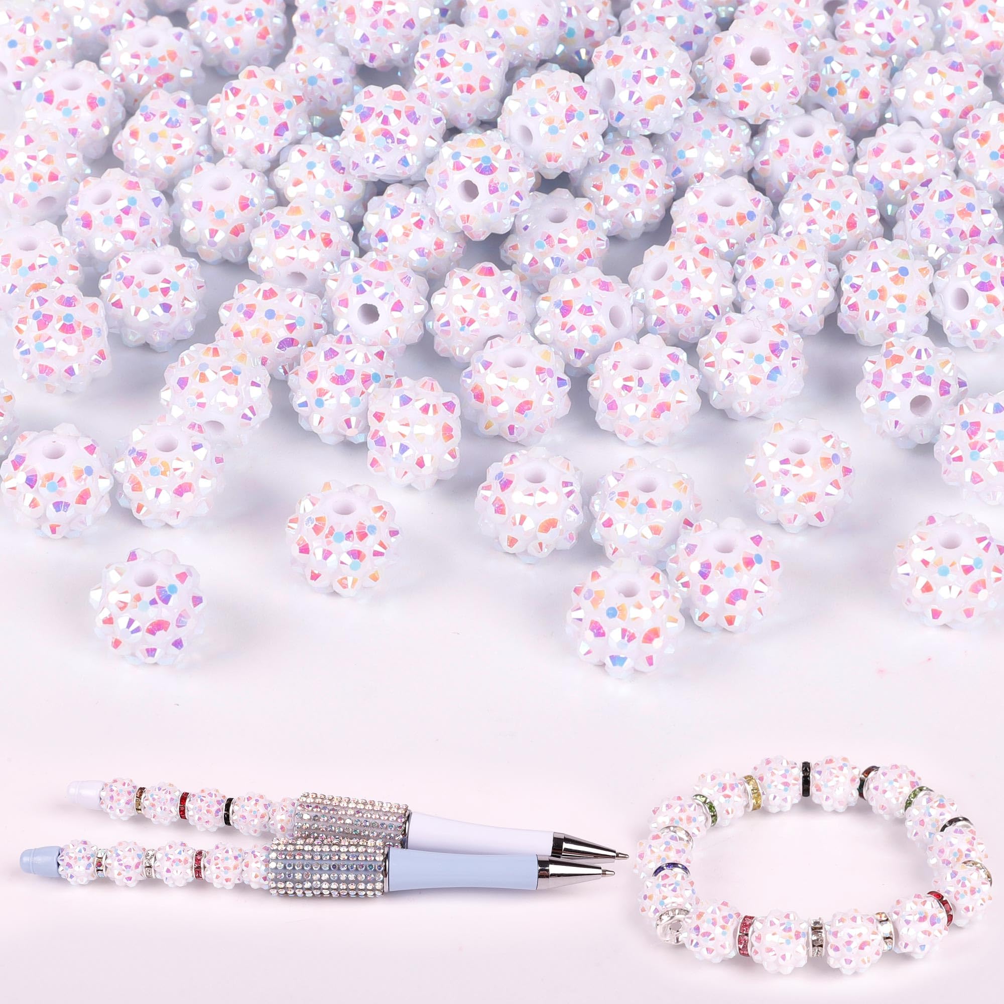 250 Pcs Beads for Pens, Focal Beads for Beadable Pens, Rhinestone Bead, Spacer Bead for Bracelets