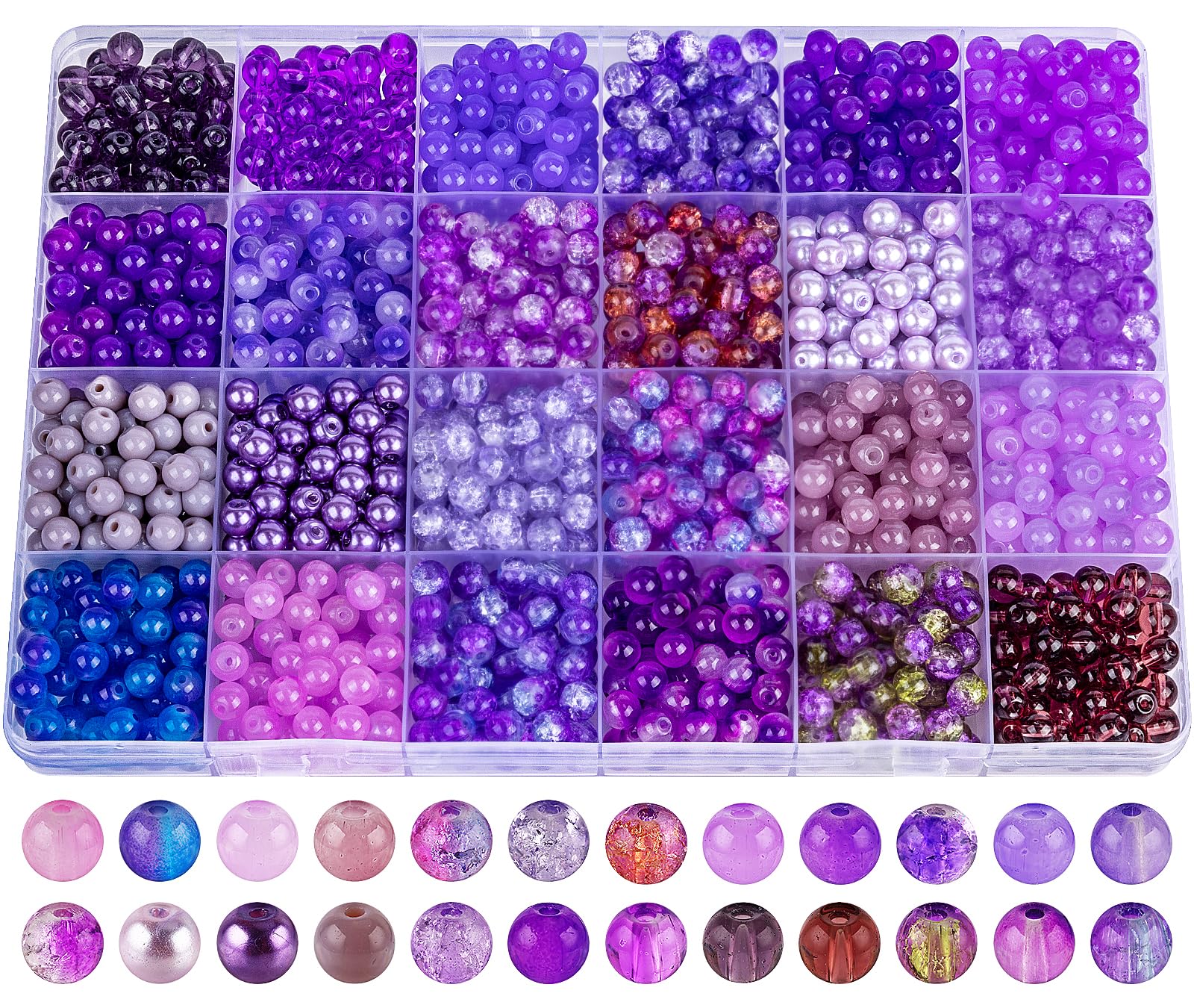 XSEINO About 7200PCS 6mm Glass Beads Bracelet Making Kit,144 Assorted Colors Crystal Glass Beads for Bracelet and Jewelry Making and DIY Crafts,Friendship Gifts,to Give to Friends, Family