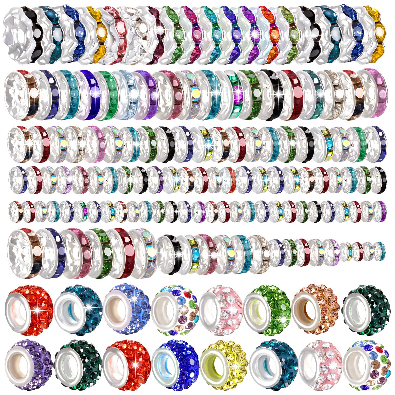 HUISUYTON 190 Pcs Beads for Pens Making, Included Rondelle Spacer Bead and 16/20mm Bubblegum Beads for Pen, Acrylic Bead for Jewelry Making, Bracelets, Beadable Pens