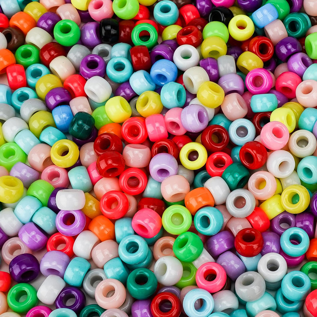 1000+pcs Glitter Pony Beads Bulk, Acrylic 9mm Large Plastic Bead for Bracelets Big Hole Hair Braids Crafts DIY Projects