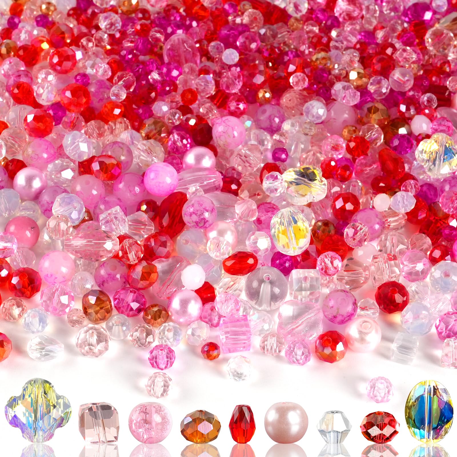 636pcs Glass Beads for Jewelry Making Assorted - Mixed Colorful Rainbow Craft Bead Bulk with Holes, Crystal Bead for Suncatchers Faceted Glass Beads for Bracelets Earring Making Birthday Gifts
