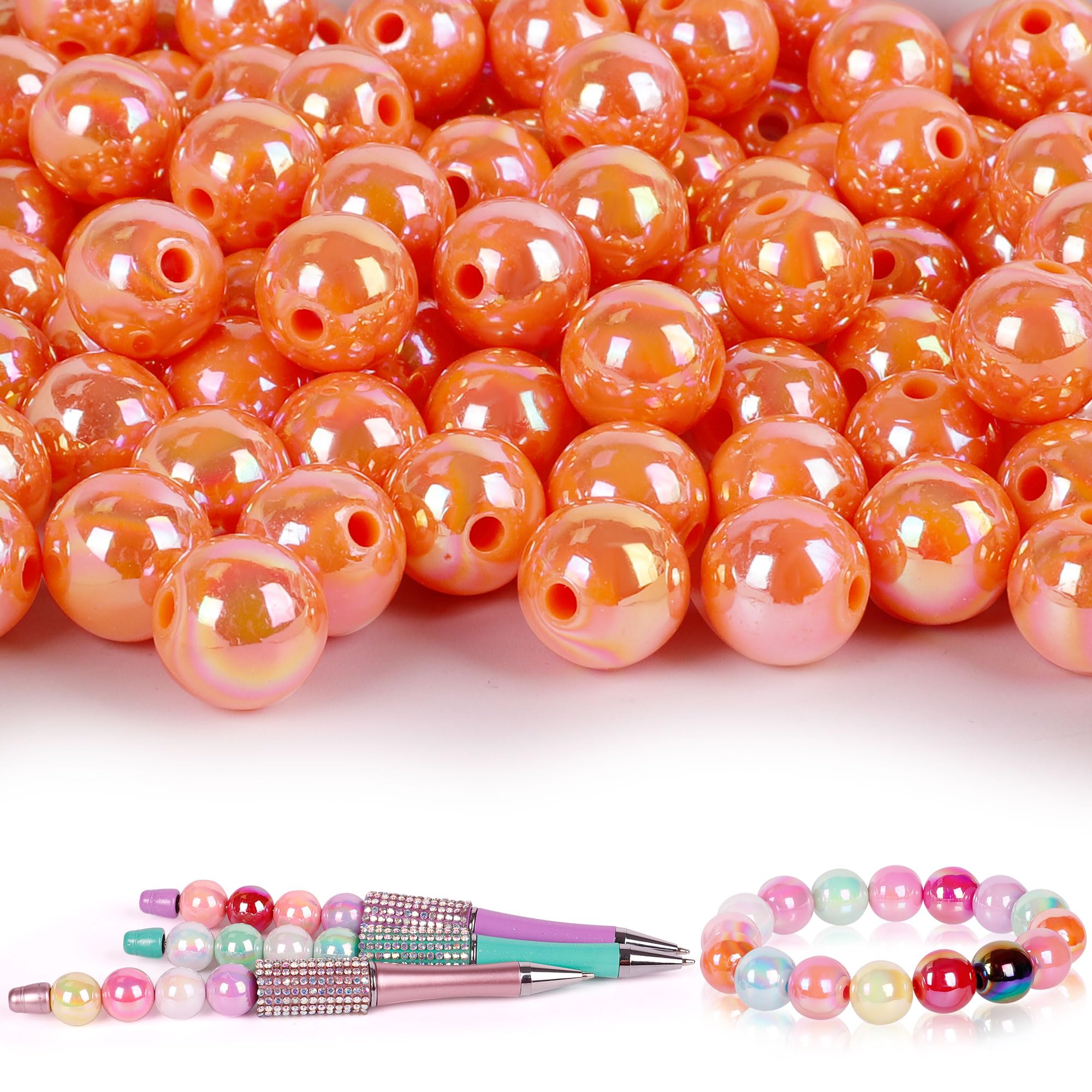250 Pcs Beads for Pens - Focal Beads for Beadable Pens, Acrylic Bead for Beaded Pen, Spacer Bead Keychains Bracelets Crafts