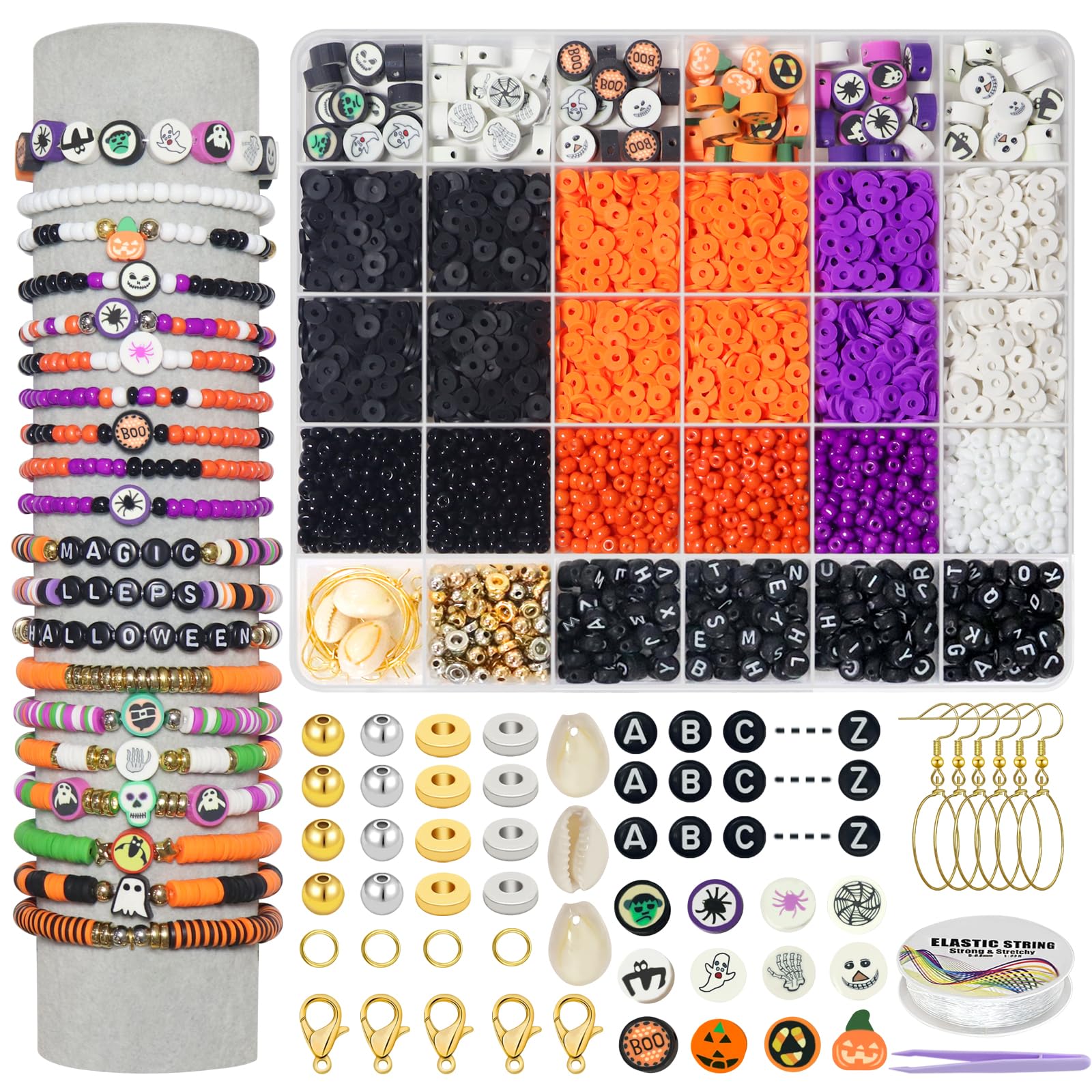 YMSDZHL 6000+PCS Clay Beads Bracelet Making Kit,24 Color DIY Flat Preppy Beads for Friendship Jewelry Making,Polymer Heishi Beads with Charms Gifts for Teen Girls Crafts for Ages 4-12