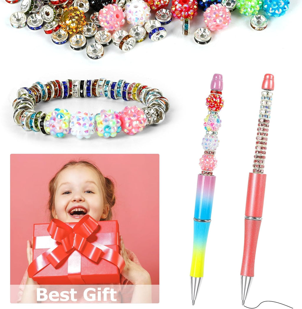 250 Pcs Beads for Pens, Focal Beads for Beadable Pens, Rhinestone Bead, Spacer Bead for Bracelets