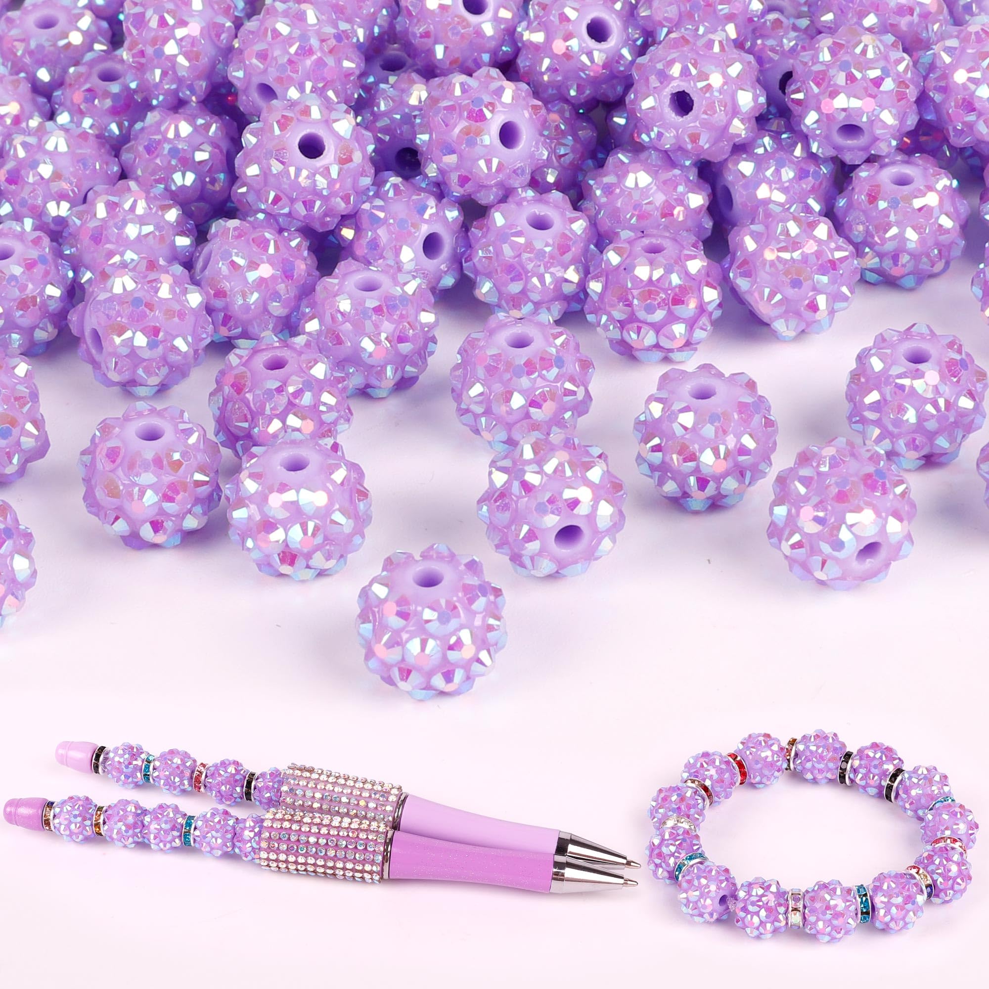 250 Pcs Beads for Pens, Focal Beads for Beadable Pens, Rhinestone Bead, Spacer Bead for Bracelets