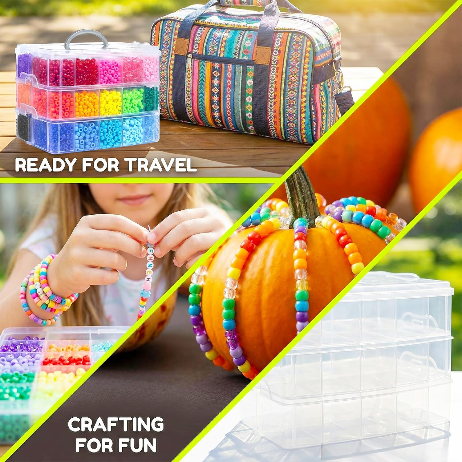 Pony Beads Bulk for Jewelry Making, 30+ Colorful 10000+Perler Beads for Bracelets, Necklaces & Crafts, Premium Plastic Beads Kit