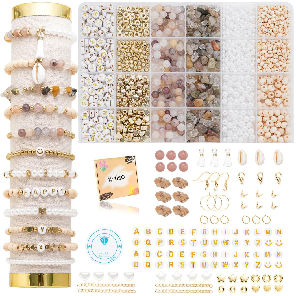 Xylise Jewelry Making Supplies Kit Natural Stone Beads for Irregular Natural Stone with for DIY Craft Bracelet Necklace Earrings for Adults (Pink)