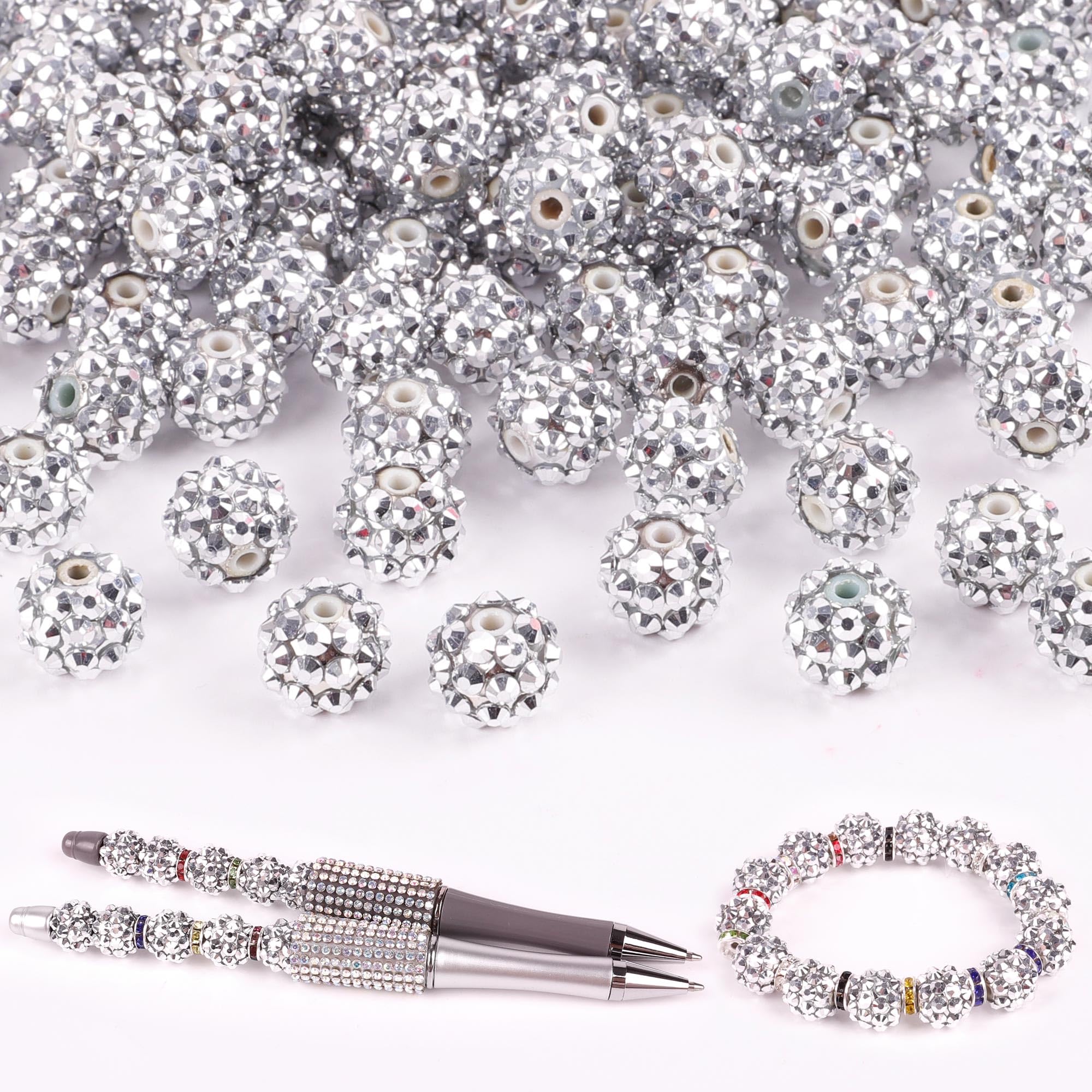 250 Pcs Beads for Pens, Focal Beads for Beadable Pens, Rhinestone Bead, Spacer Bead for Bracelets