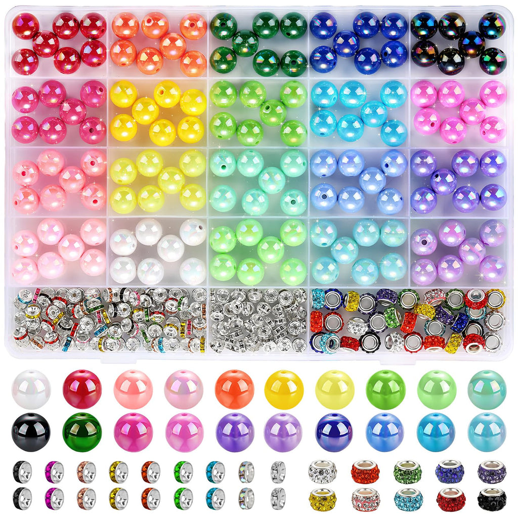 232pcs Beads for Pens, Funtopia Acrylic Focal Beads for Beadable Pens, 16mm Rainbow Chunky Bubblegum Bead with Rondelle Spacer Bead for Keychains DIY Craft Bracelets