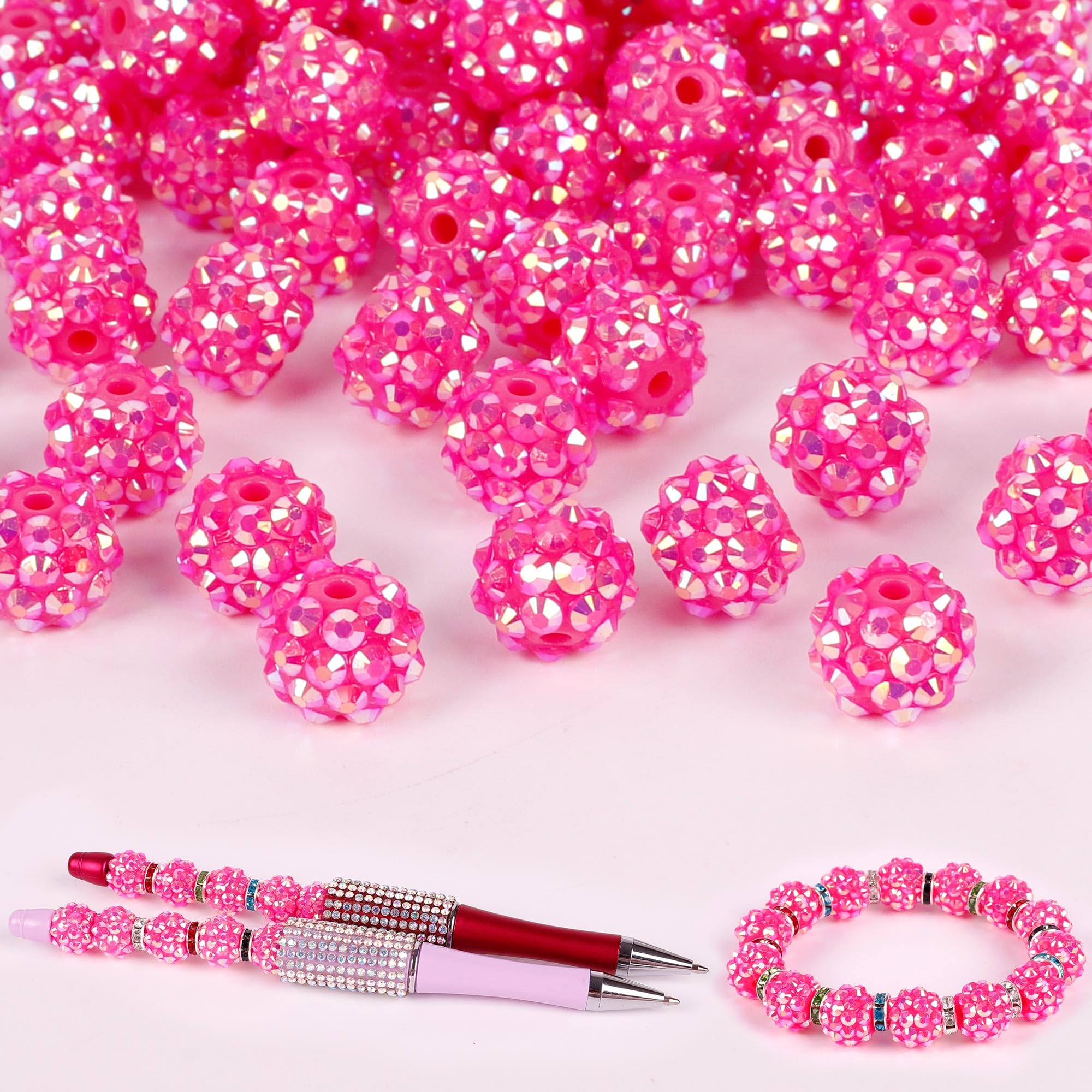 250 Pcs Beads for Pens, Focal Beads for Beadable Pens, Rhinestone Bead, Spacer Bead for Bracelets