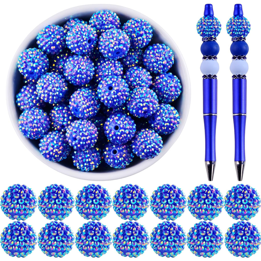 20mm Rhinestone Beads for Pens 20pcs Beaded Pens Beads Bling Glitter Suger Bugglegum Beads Large Balls Crystal Pen Beads for DIY Pens Keychain Making Suppliers Bulk