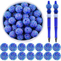 20mm Rhinestone Beads for Pens 20pcs Beaded Pens Beads Bling Glitter Suger Bugglegum Beads Large Balls Crystal Pen Beads for DIY Pens Keychain Making Suppliers Bulk