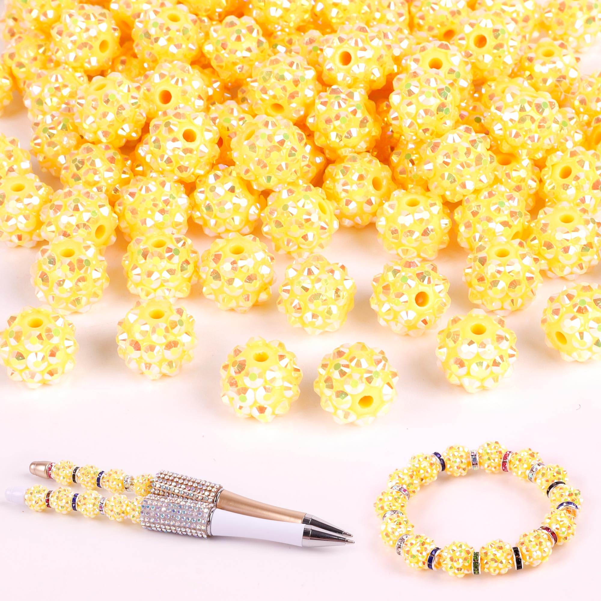 250 Pcs Beads for Pens, Focal Beads for Beadable Pens, Rhinestone Bead, Spacer Bead for Bracelets