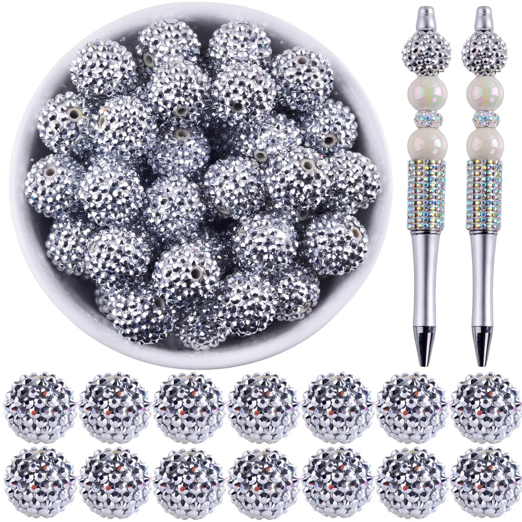 20mm Rhinestone Beads for Pens 20pcs Beaded Pens Beads Bling Glitter Suger Bugglegum Beads Large Balls Crystal Pen Beads for DIY Pens Keychain Making Suppliers Bulk