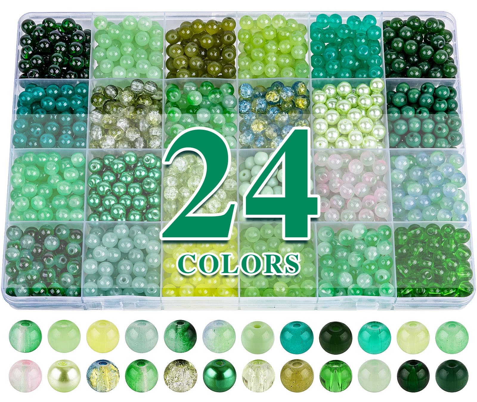 XSEINO About 7200PCS 6mm Glass Beads Bracelet Making Kit,144 Assorted Colors Crystal Glass Beads for Bracelet and Jewelry Making and DIY Crafts,Friendship Gifts,to Give to Friends, Family