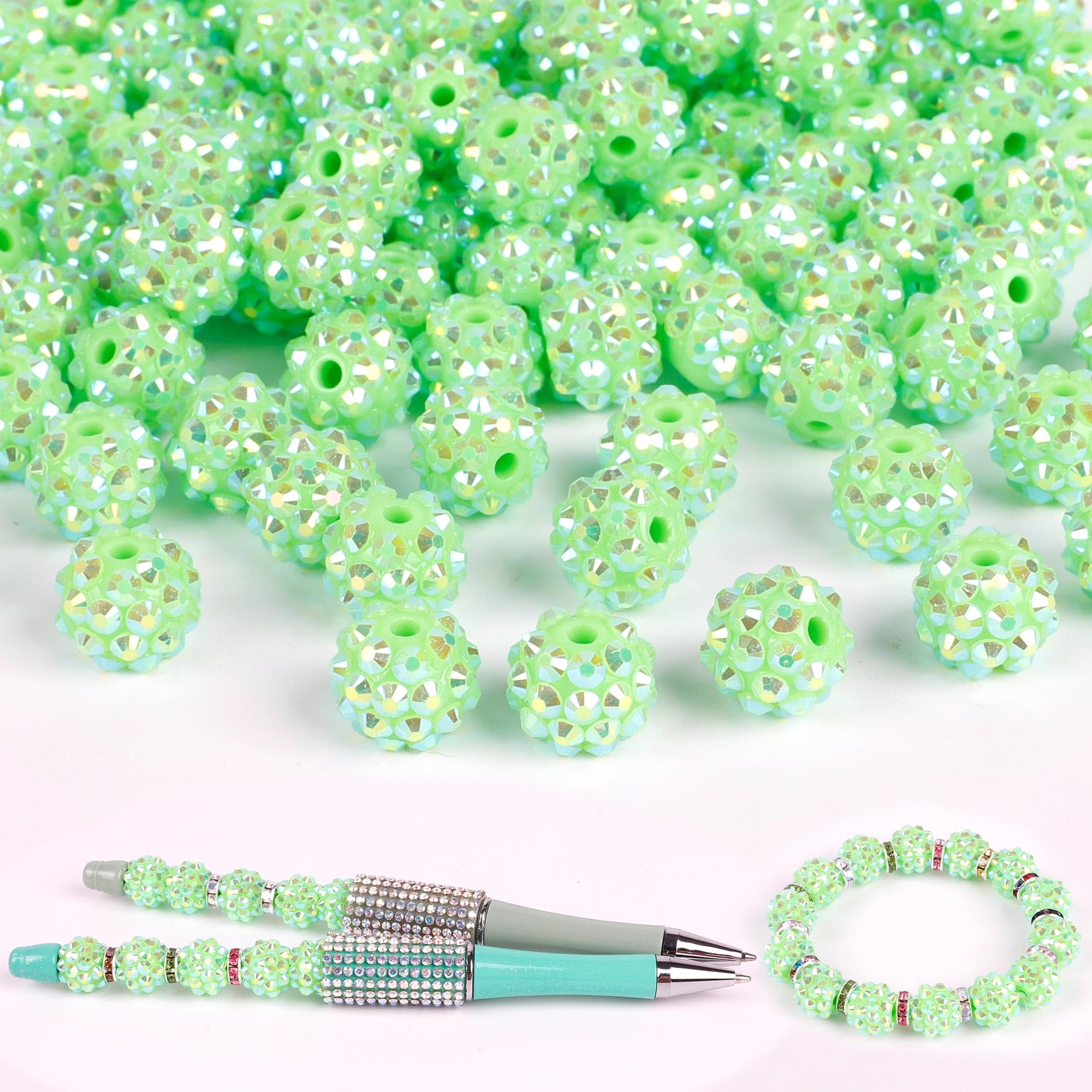 250 Pcs Beads for Pens, Focal Beads for Beadable Pens, Rhinestone Bead, Spacer Bead for Bracelets