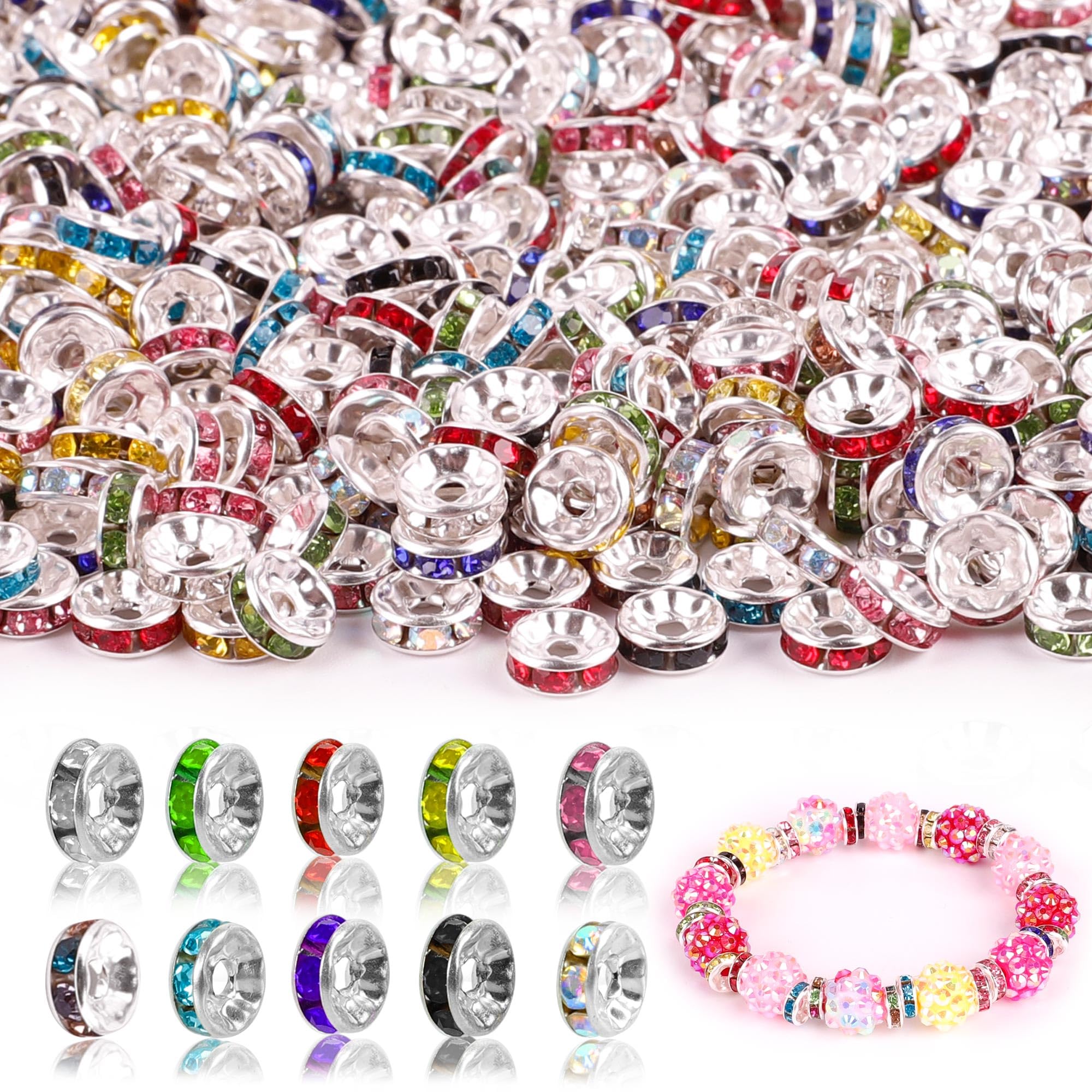 250 Pcs Beads for Pens, Focal Beads for Beadable Pens, Rhinestone Bead, Spacer Bead for Bracelets