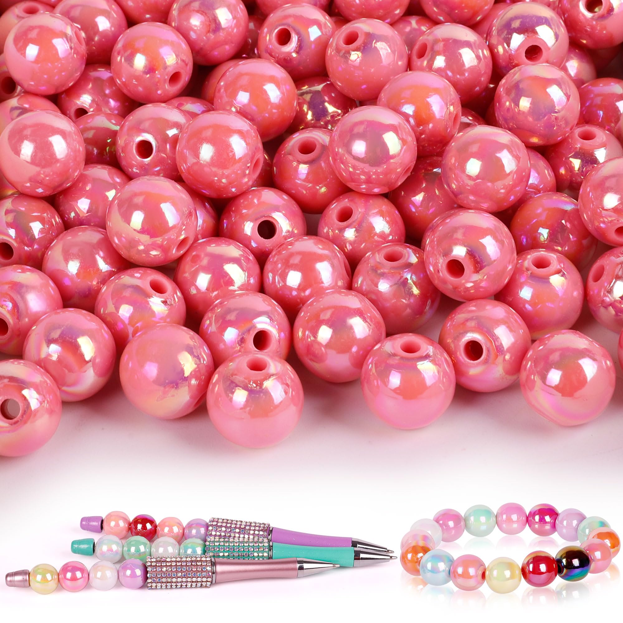 250 Pcs Beads for Pens - Focal Beads for Beadable Pens, Acrylic Bead for Beaded Pen, Spacer Bead Keychains Bracelets Crafts