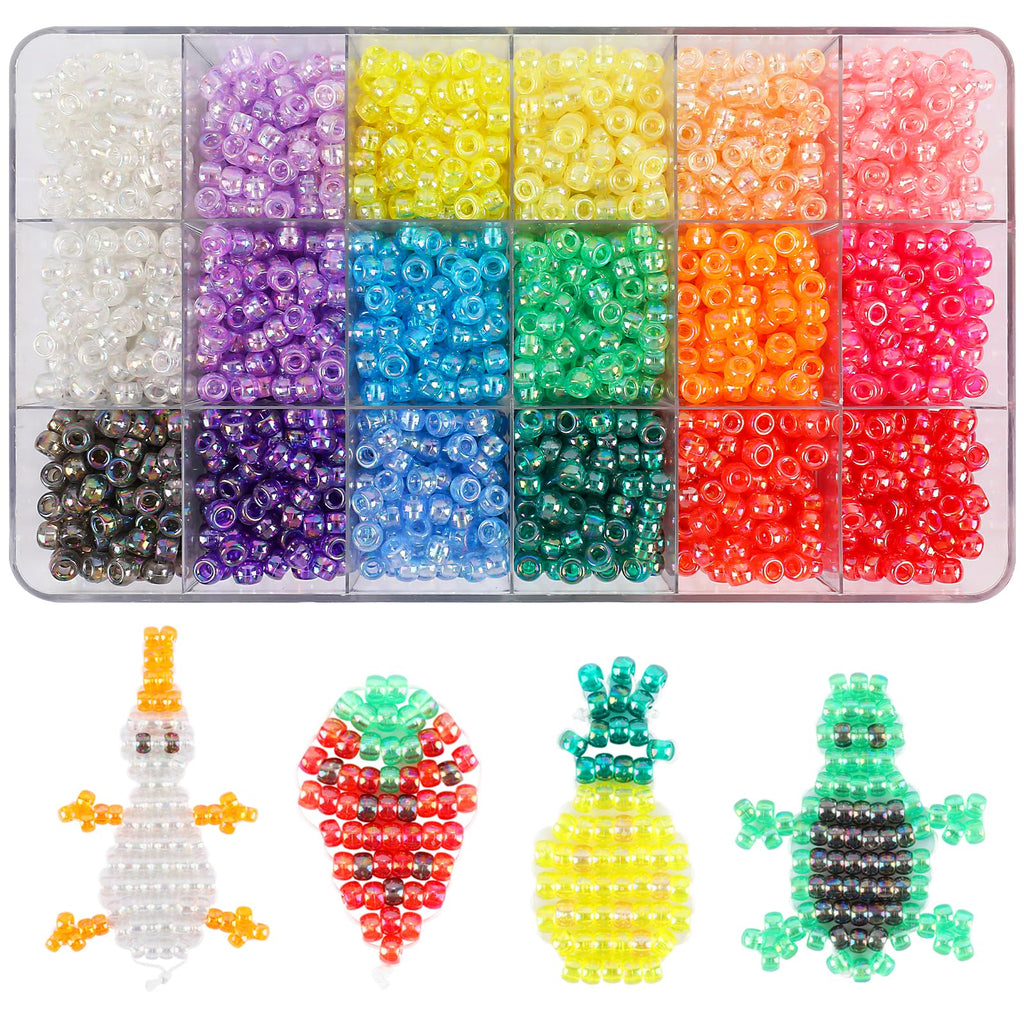 2600+pcs Pony Beads Kit, 18 Color Rainbow Kandi Beads Set, Multicolor Matte Plastic Jewelry Making Kit for DIY Craft Friendship Bracelet Necklace Key Chain