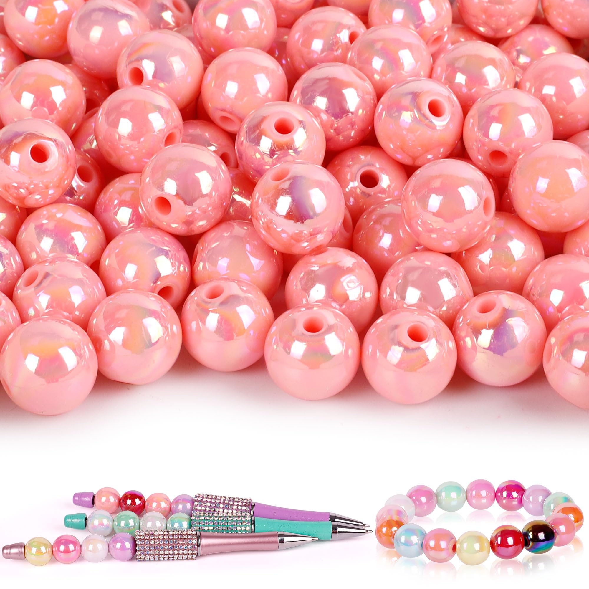 250 Pcs Beads for Pens - Focal Beads for Beadable Pens, Acrylic Bead for Beaded Pen, Spacer Bead Keychains Bracelets Crafts