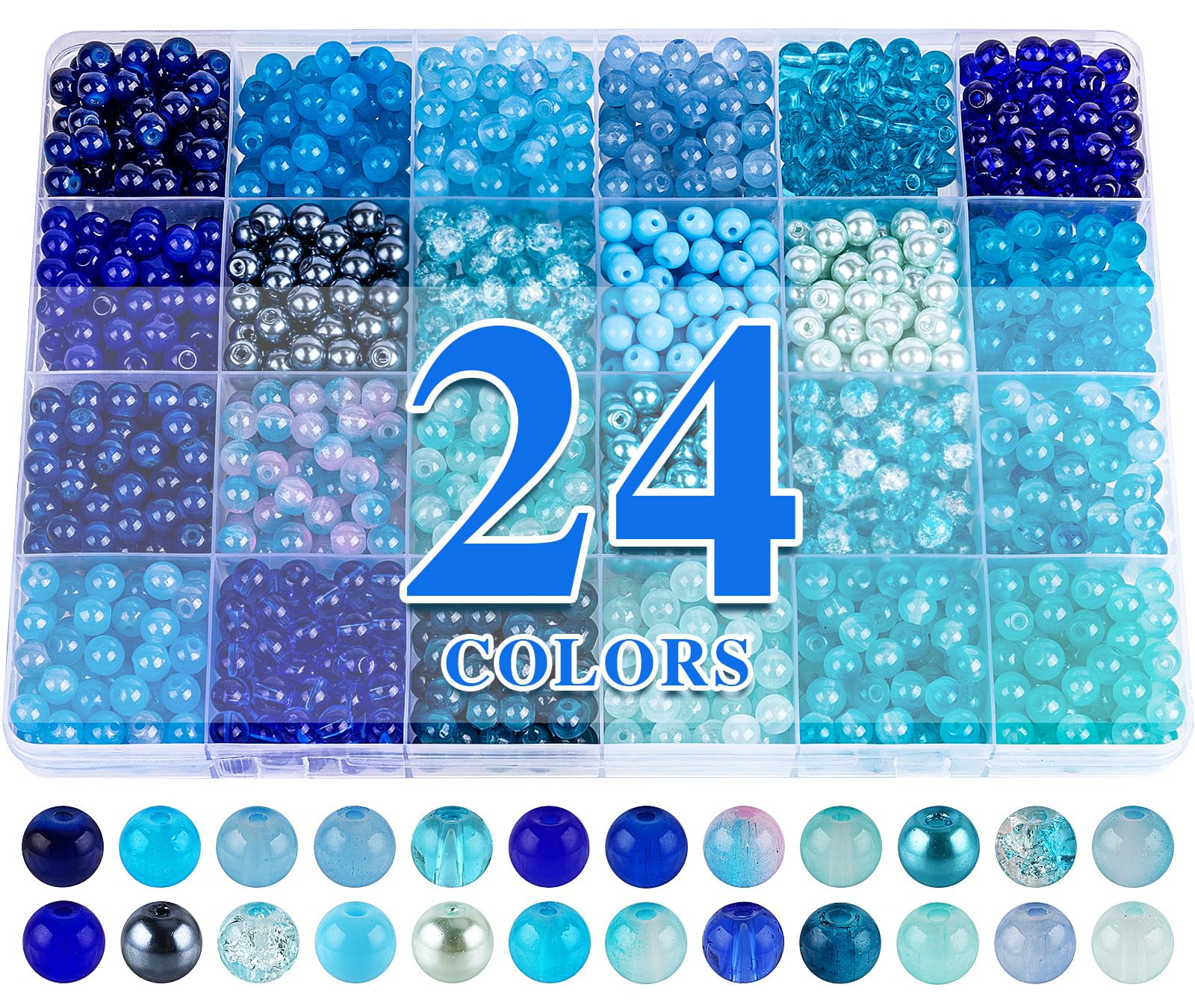 XSEINO About 7200PCS 6mm Glass Beads Bracelet Making Kit,144 Assorted Colors Crystal Glass Beads for Bracelet and Jewelry Making and DIY Crafts,Friendship Gifts,to Give to Friends, Family