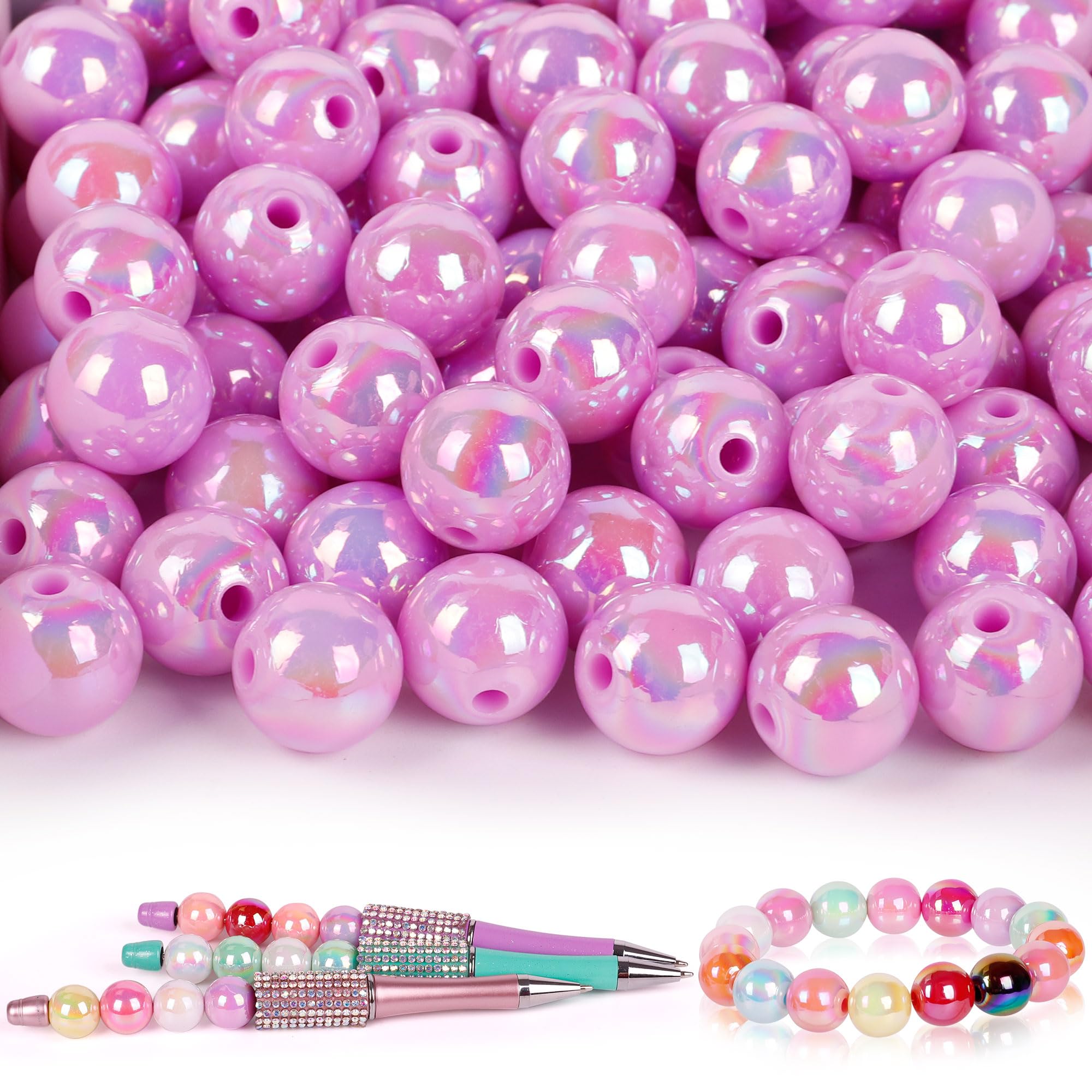 250 Pcs Beads for Pens - Focal Beads for Beadable Pens, Acrylic Bead for Beaded Pen, Spacer Bead Keychains Bracelets Crafts