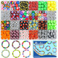 Gionlion 1200 Pcs Polymer Clay Beads Bracelet Making Kit, 25 Style Animal Fruit Flower Butterfly Bunny Pony Letter Beads Charms for Jewelry Making, DIY Art and Crafts Toys Gifts