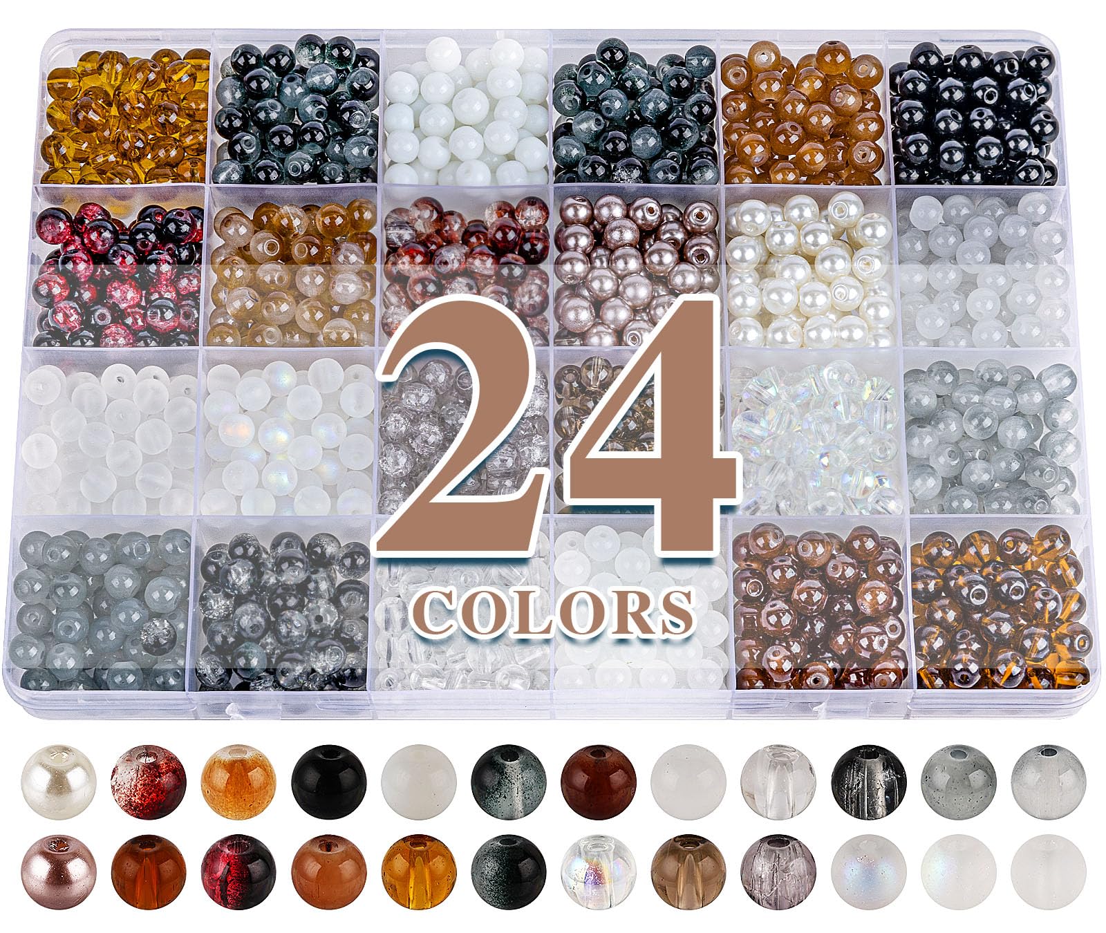 XSEINO About 7200PCS 6mm Glass Beads Bracelet Making Kit,144 Assorted Colors Crystal Glass Beads for Bracelet and Jewelry Making and DIY Crafts,Friendship Gifts,to Give to Friends, Family