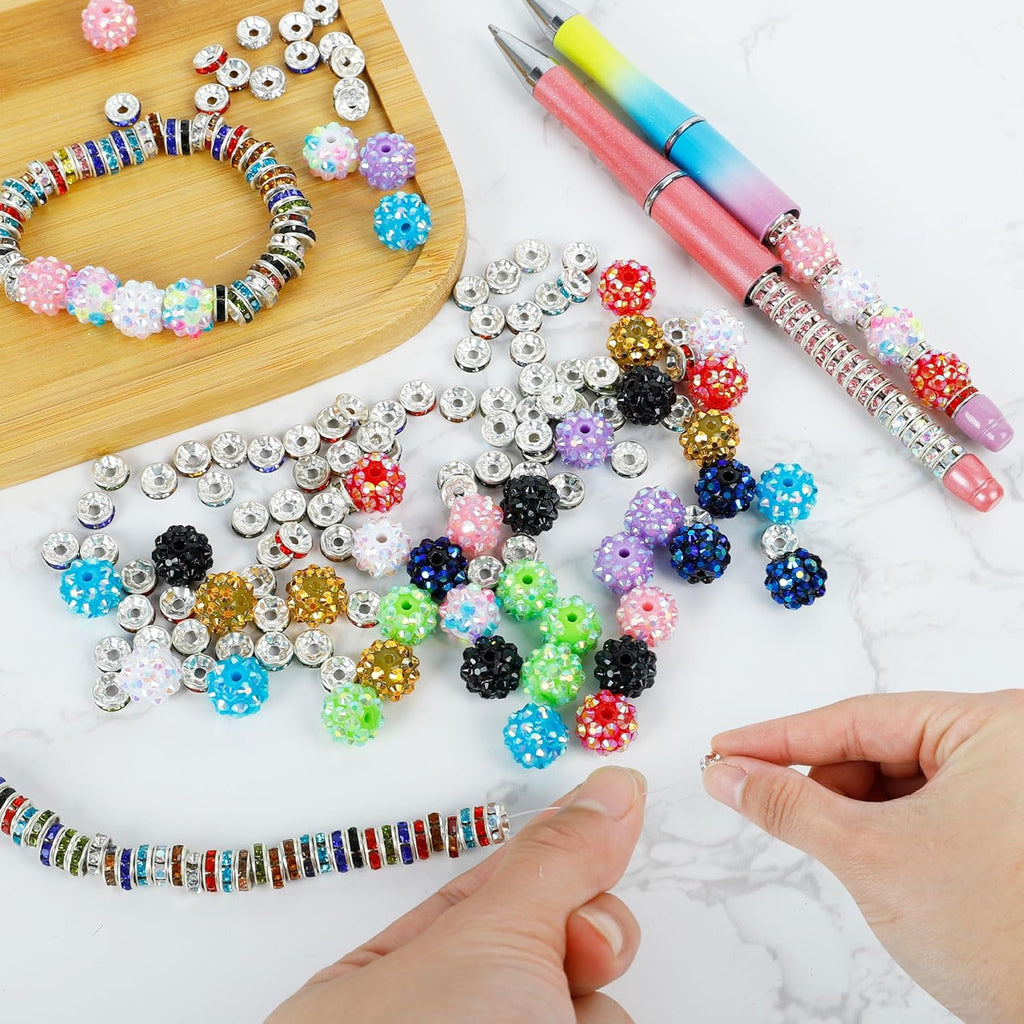 250 Pcs Beads for Pens, Focal Beads for Beadable Pens, Rhinestone Bead, Spacer Bead for Bracelets