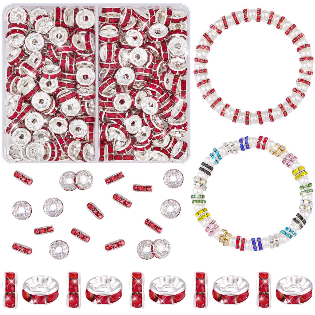 TINKRSTUFF 900 pcs 8mm Spacer Beads for Jewelry Making, 15 Colors Rondelle Bead Spacers Box, Fancy Sparkle Crystal Rhinestone Loose Beads for Bracelet Necklace Earring and Pens DIY Dec